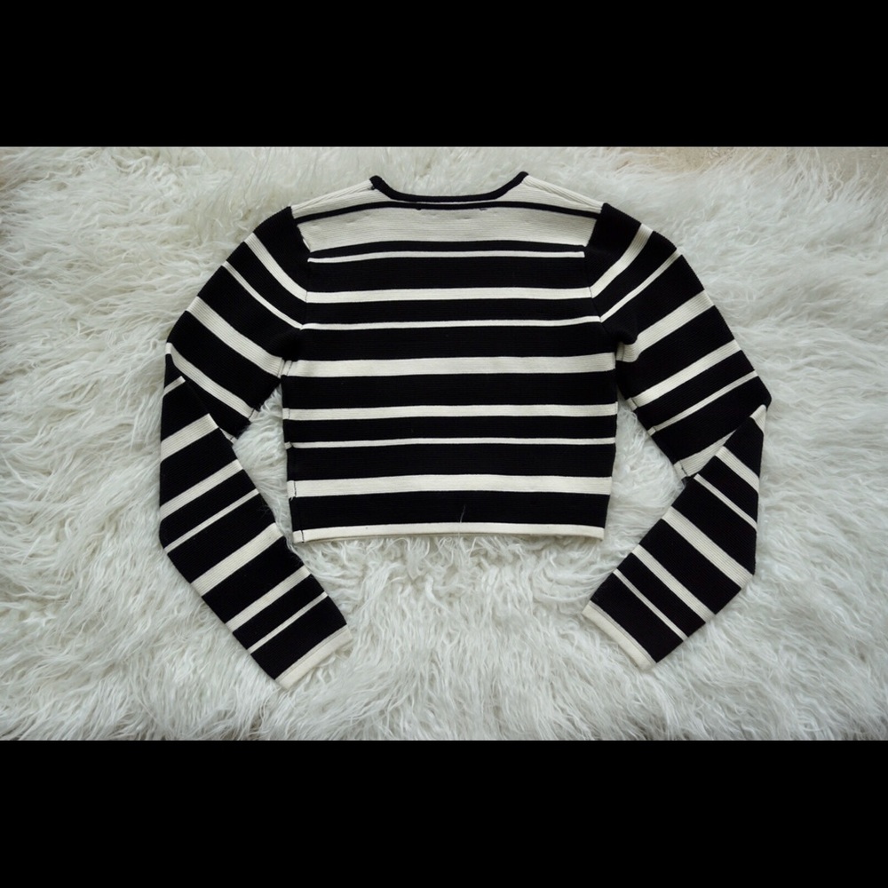 Olivaceous blk & White striped two piece skirt set - Picture 4 of 5